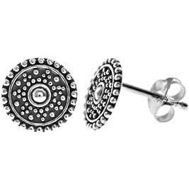Silver Shield Design Stud Earrings