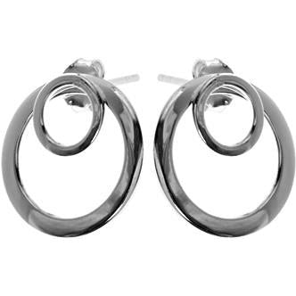 Silver Small Double Hoop Stud Earrings