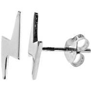 Silver Lightning Bolt Stud Earrings.