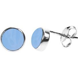 Silver & blue chalcedony 7mm round stud earrings
