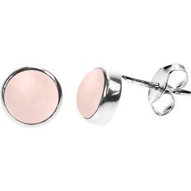 Silver & rose quartz 7mm round stud earrings.