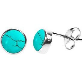 Silver & turquoise 7mm stud earrings.