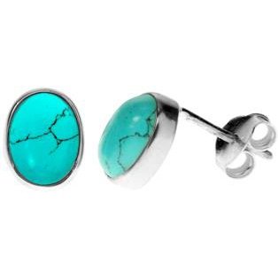Silver and Turquoise oval stud earrings.