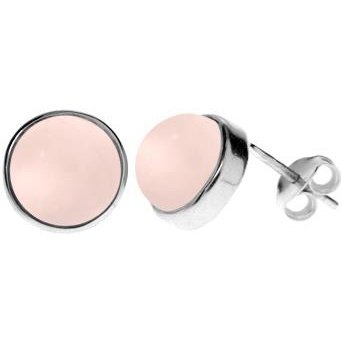 Silver & rose quartz 9mm round stud earrings