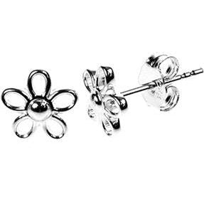 Silver Flower Stud Earrings.