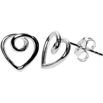 Silver Looped Heart Stud earrings.