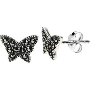 Silver and Marcasite butterfly stud earring