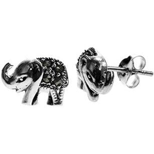 Silver & marcasite elephant stud earrings.