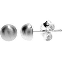 Silver Domed Matte Small Stud Earrings.