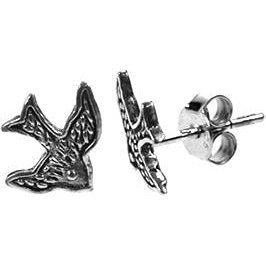 Silver Bird Stud Earrings.