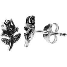 Silver Rose Stud Earrings.