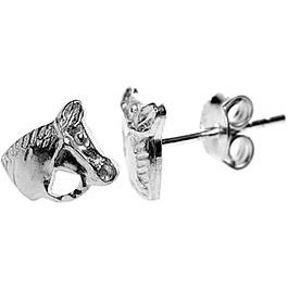 Silver Horse Head Stud Earrings.
