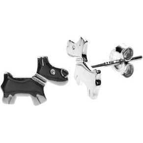 Silver Dog Flat Studs Earrings.