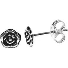 Silver Rose Stud Earrings.