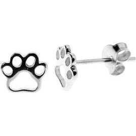 Silver Paw Print Stud Earrings.