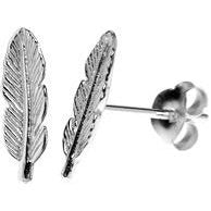 Silver Feather Stud Earrings.