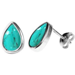 Silver and Turquoise Teardrop Stud Earrings.