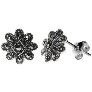 Silver & Marcasite flower stud earrings.