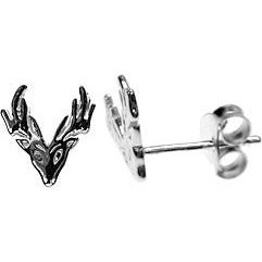 Silver Stag Head Stud Earrings