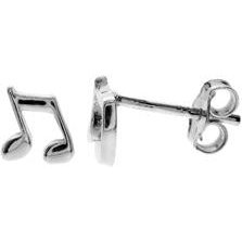 Silver Musical Note Stud Earrings.