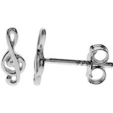 Silver Treble Clef Stud Earrings