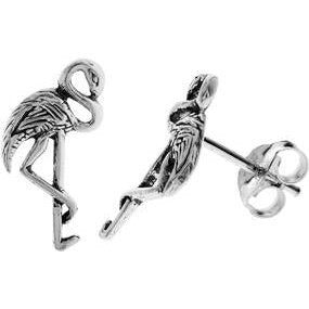 Silver Flamingo Stud Earrings.