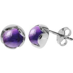 Silver and amethyst stud earrings