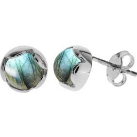 Silver & labradorite stud earrings