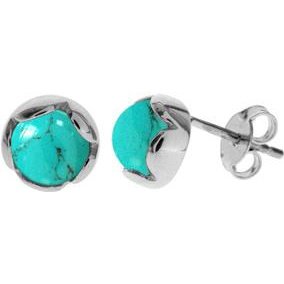 Silver & turquoise round stud earrings.