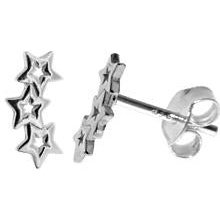 Silver 3 Star Stud Earrings