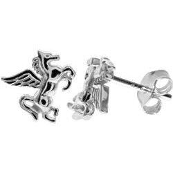 Silver Pegasus Stud Earrings.