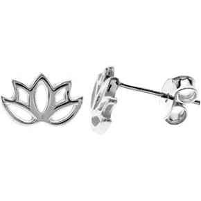 Silver Lotus Flower Stud Earrings.