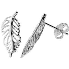Silver Feather Stud Earrings.