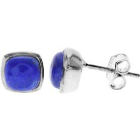 Silver & lapis lazuli cushioned stud earrings