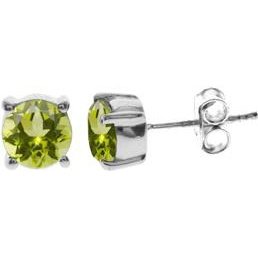 Silver & peridot facet stud earrings