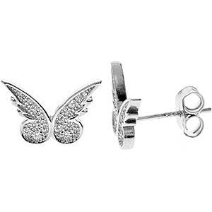 Silver & cubic zirconia butterfly stud earrings.