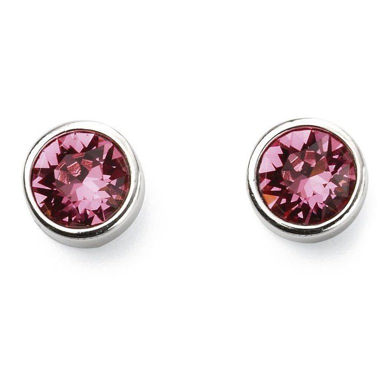 Silver and Crystal Birthstone Stud Earrings - October