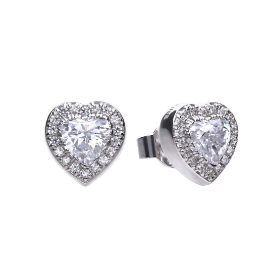 Diamonfire silver and cubic zirconia heart shaped stud earrings.