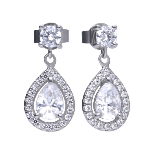 Diamonfire silver and cubic zirconia teardrop drop earrings.