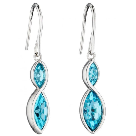Fiorelli Silver And Blue Crystal infinity Style Drop Earrings