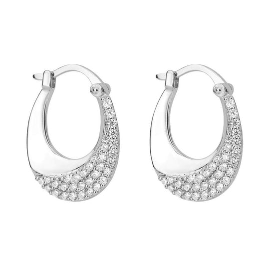 Fiorelli SIlver And Cubic Zirconia oval Hoop Earrings