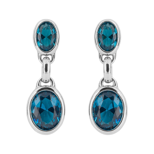 Fiorelli Silver and Blue Crystal oval Drop Earrings