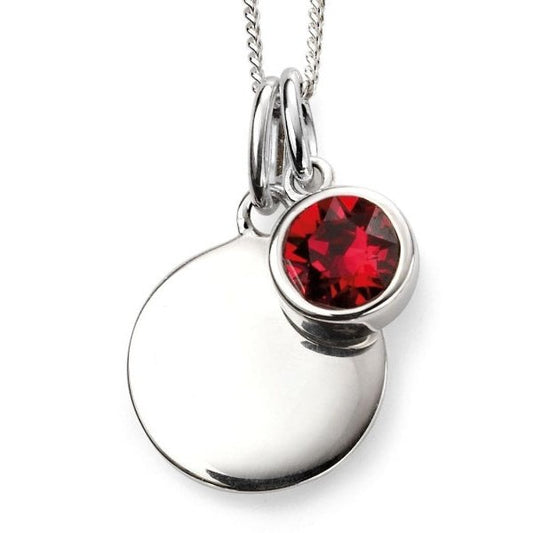 Silver and Crystal Round Birthstone Pendant- July