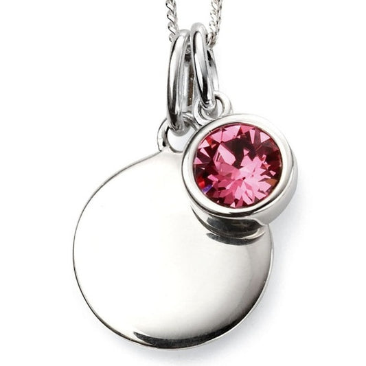 Silver and Crystal Birthstone Pendant - October
