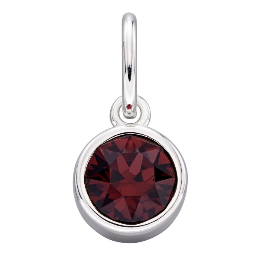 Silver & Burgundy Crystall Birthstone Pendant (without chain) January