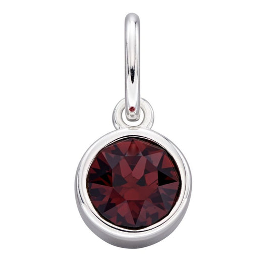 Silver & Burgundy Crystall Birthstone Pendant (without chain) January