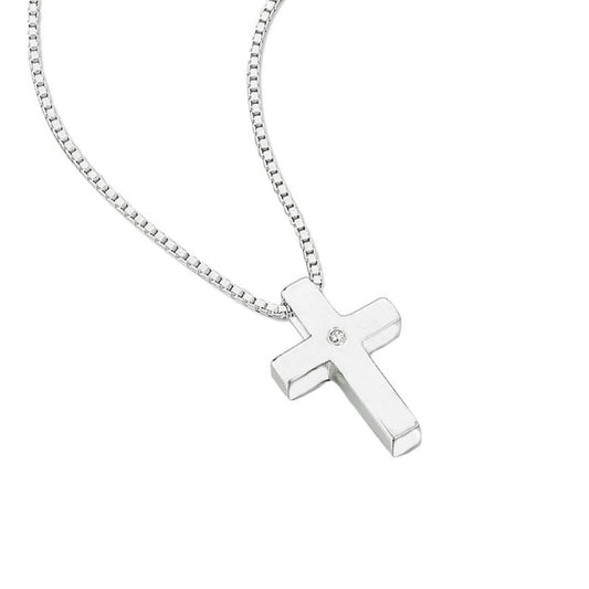 D For Diamond Silver And Diamond Cross Pendant