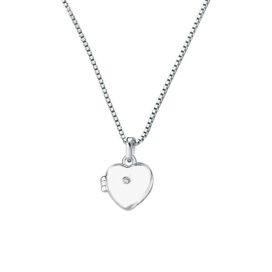 D For Diamond Silver And Diamond Heart Locket