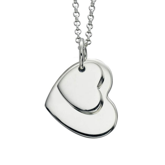 Silver Double Heart Tag  Pendant