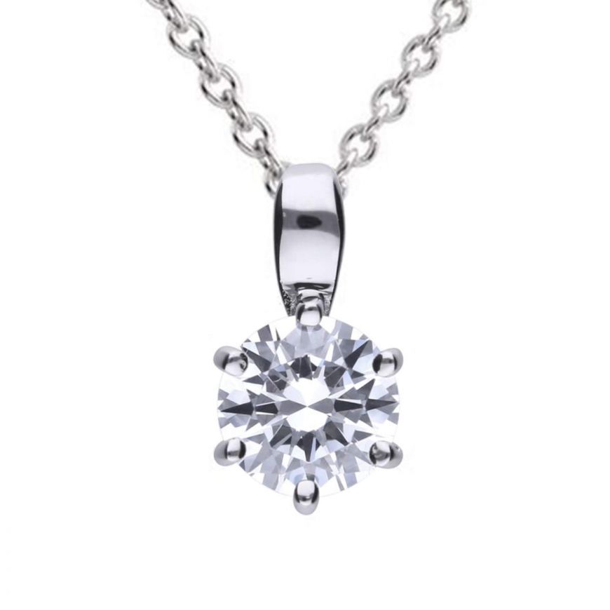 Diamonfire Silver And Cubic Zirconia round Pendant 1.00ct